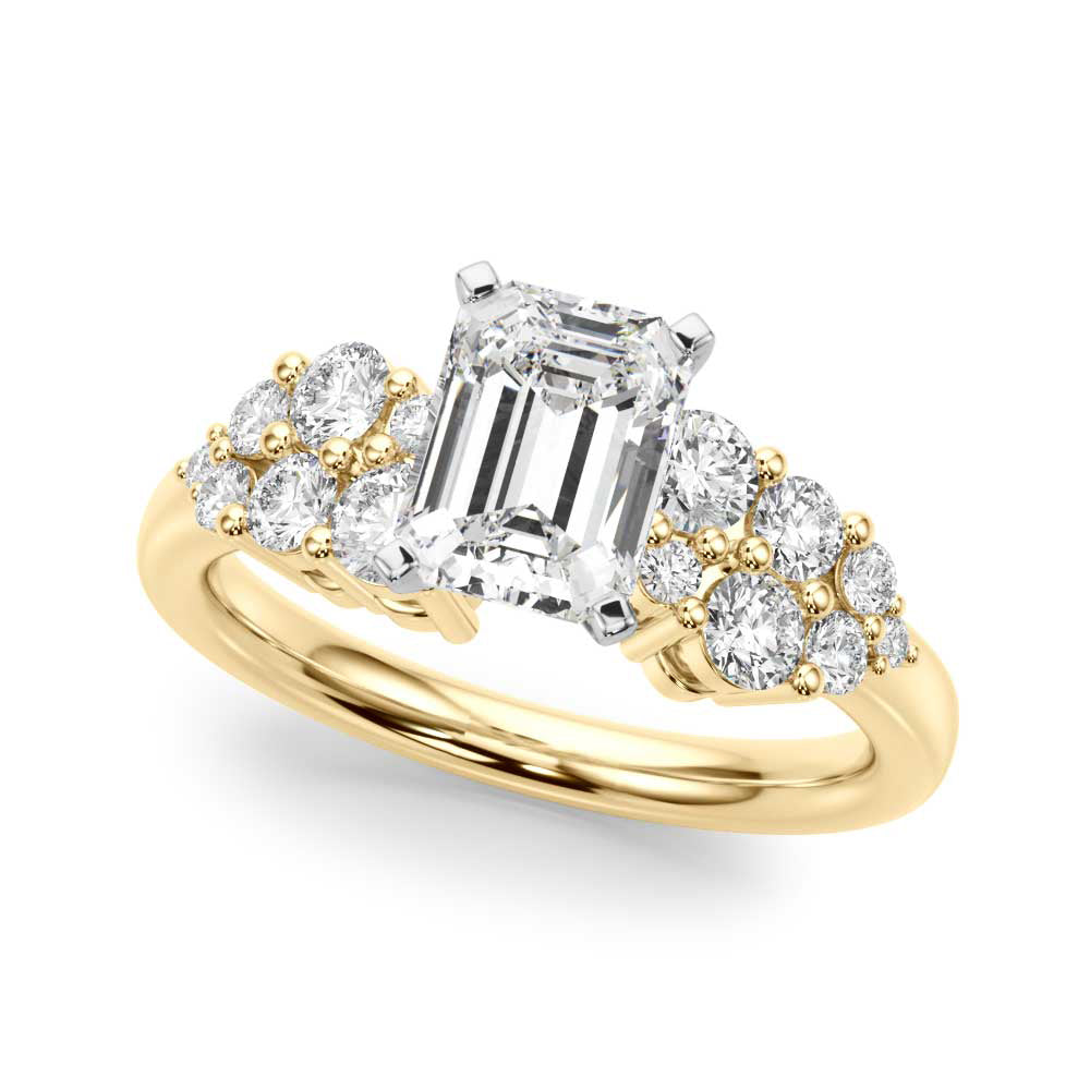 Signature Sidestone Round Diamond Engagement Ring — 9K/18K Gold & Platinum