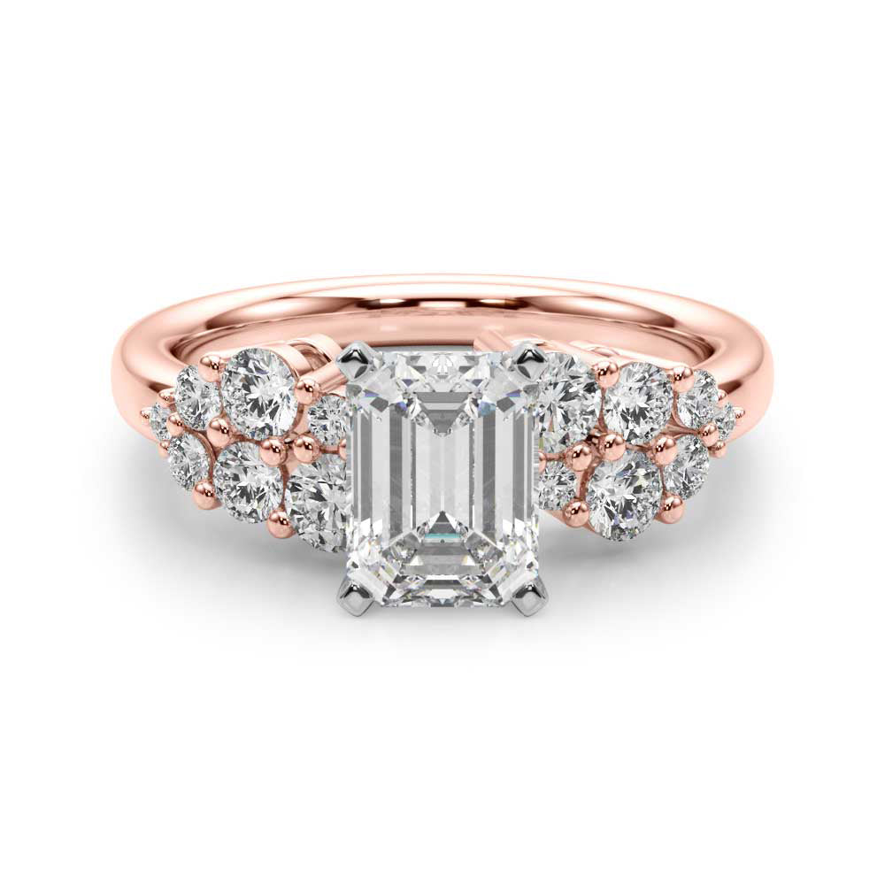 Signature Sidestone Round Diamond Engagement Ring — 9K/18K Gold & Platinum