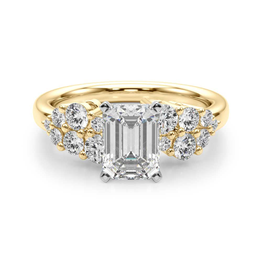 Signature Sidestone Round Diamond Engagement Ring — 9K/18K Gold & Platinum
