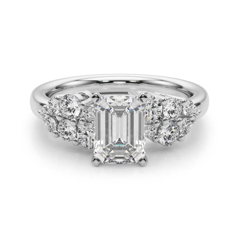 Signature Sidestone Round Diamond Engagement Ring — 9K/18K Gold & Platinum