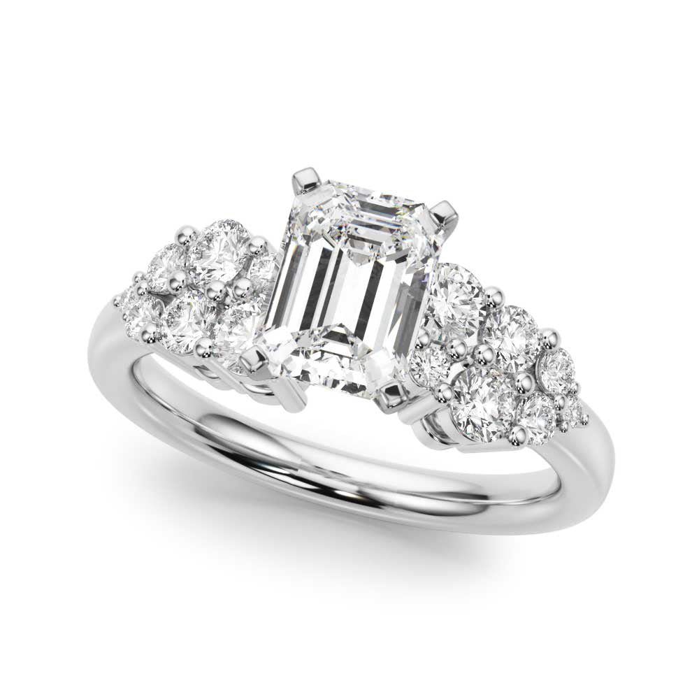 Signature Sidestone Round Diamond Engagement Ring — 9K/18K Gold & Platinum