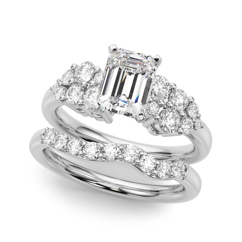 Signature Sidestone Round Diamond Engagement Ring — 9K/18K Gold & Platinum