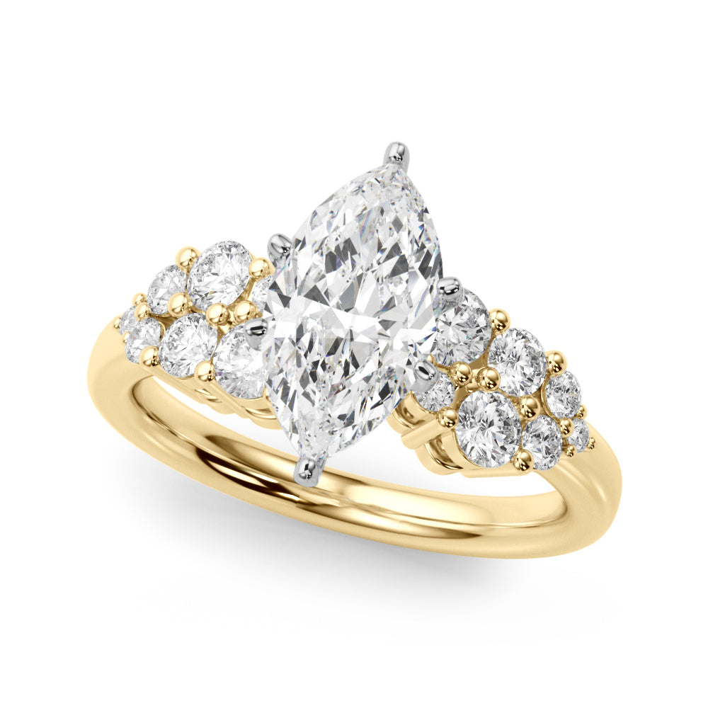 Signature Sidestone Round Diamond Engagement Ring — 9K/18K Gold & Platinum