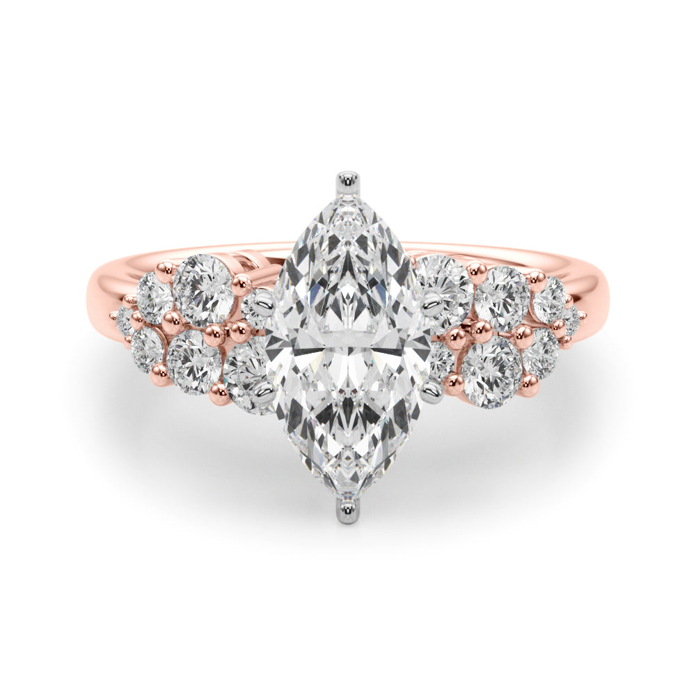 Signature Sidestone Round Diamond Engagement Ring — 9K/18K Gold & Platinum