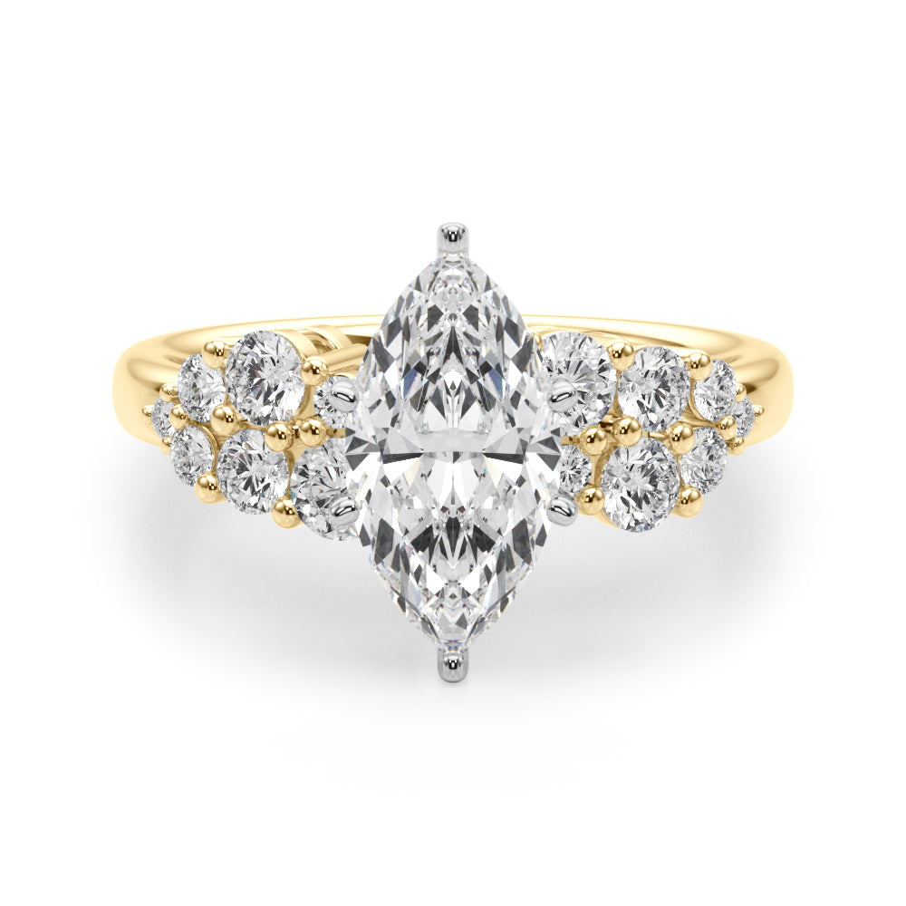 Signature Sidestone Round Diamond Engagement Ring — 9K/18K Gold & Platinum