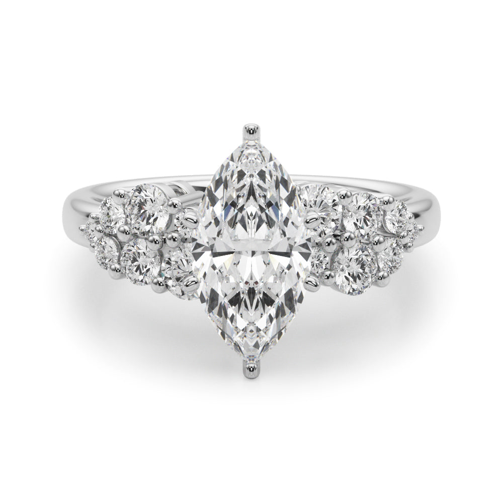 Signature Sidestone Round Diamond Engagement Ring — 9K/18K Gold & Platinum