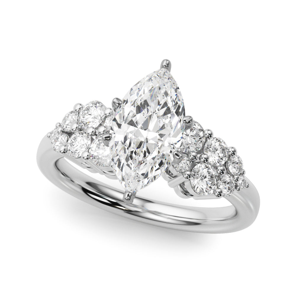 Signature Sidestone Round Diamond Engagement Ring — 9K/18K Gold & Platinum