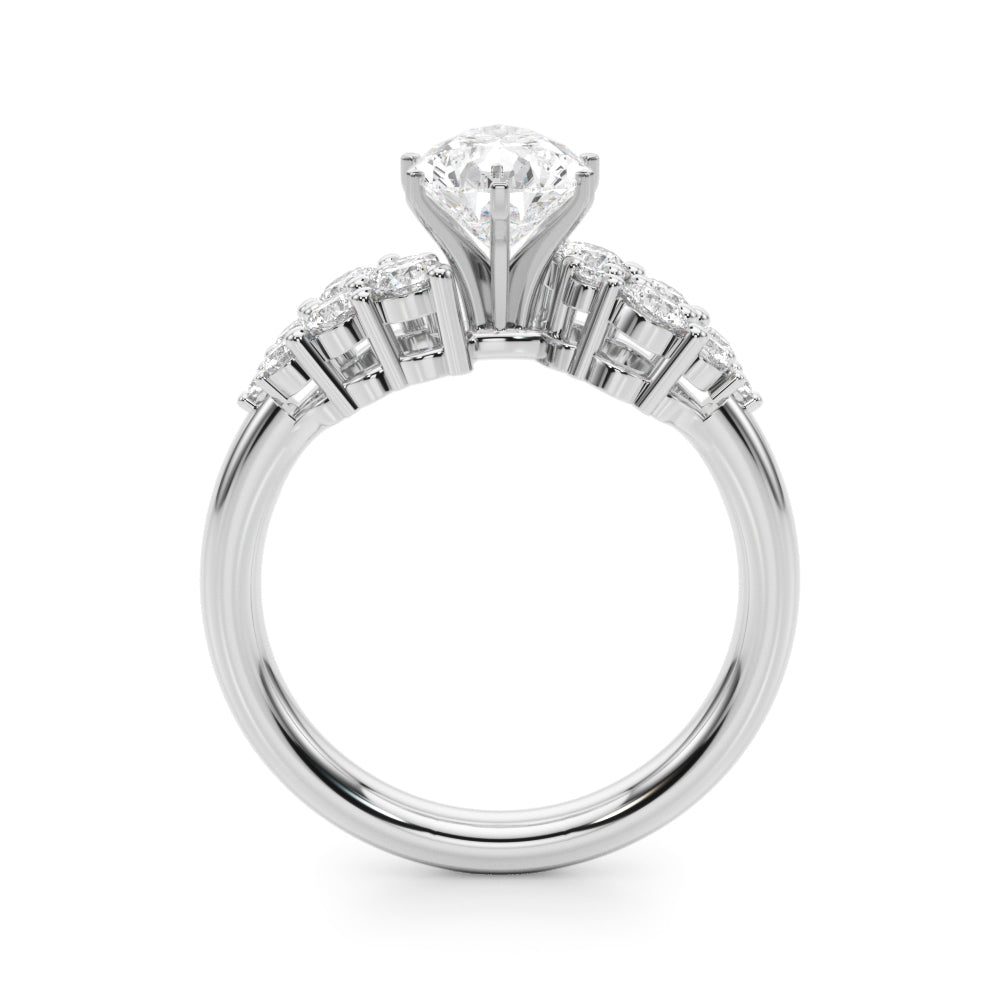Signature Sidestone Round Diamond Engagement Ring — 9K/18K Gold & Platinum