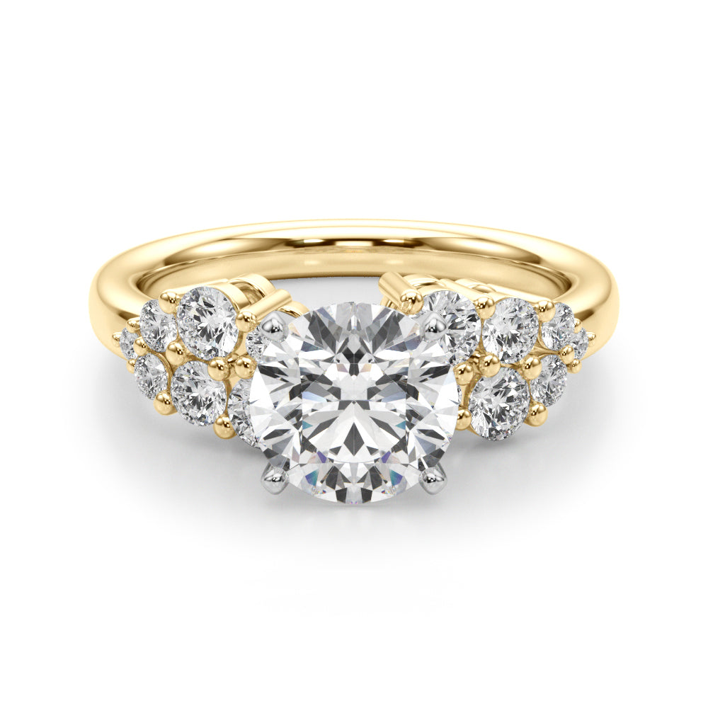 Signature Sidestone Round Diamond Engagement Ring — 9K/18K Gold & Platinum