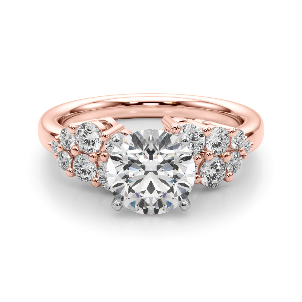 Signature Sidestone Round Diamond Engagement Ring — 9K/18K Gold & Platinum