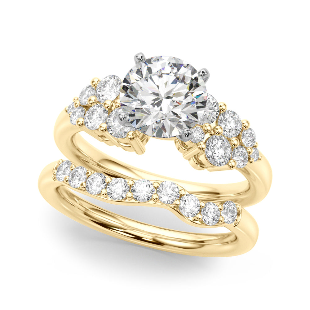 Signature Sidestone Round Diamond Engagement Ring — 9K/18K Gold & Platinum