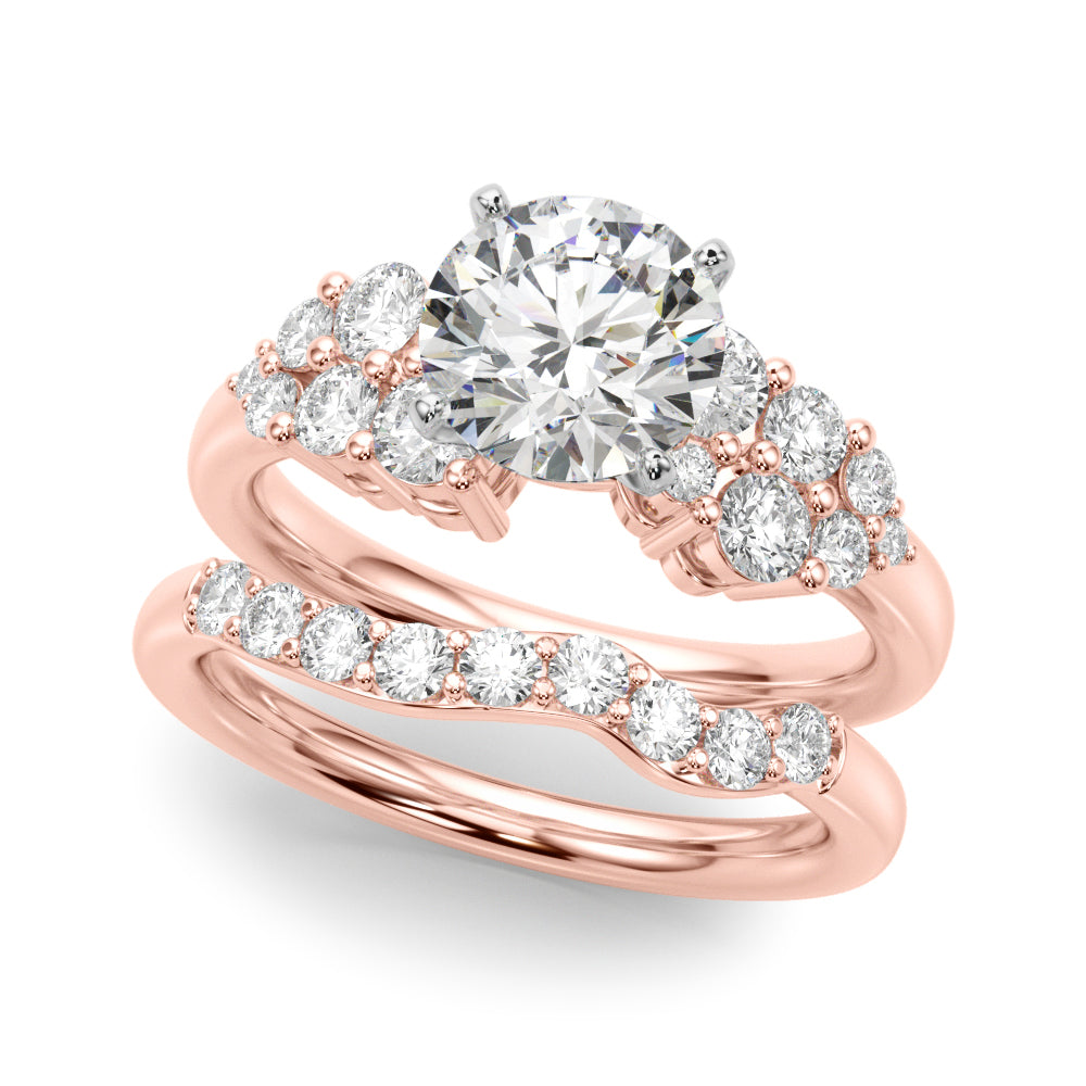 Signature Sidestone Round Diamond Engagement Ring — 9K/18K Gold & Platinum