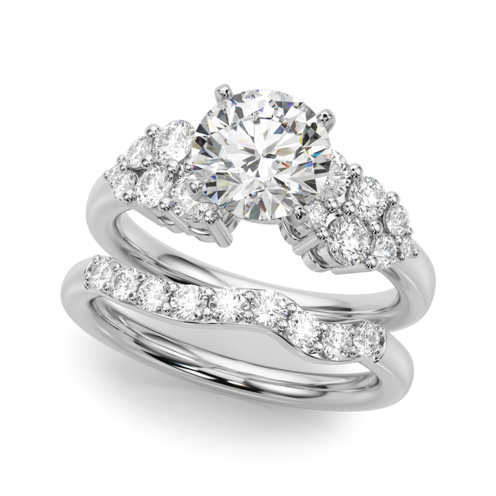 Signature Sidestone Round Diamond Engagement Ring — 9K/18K Gold & Platinum