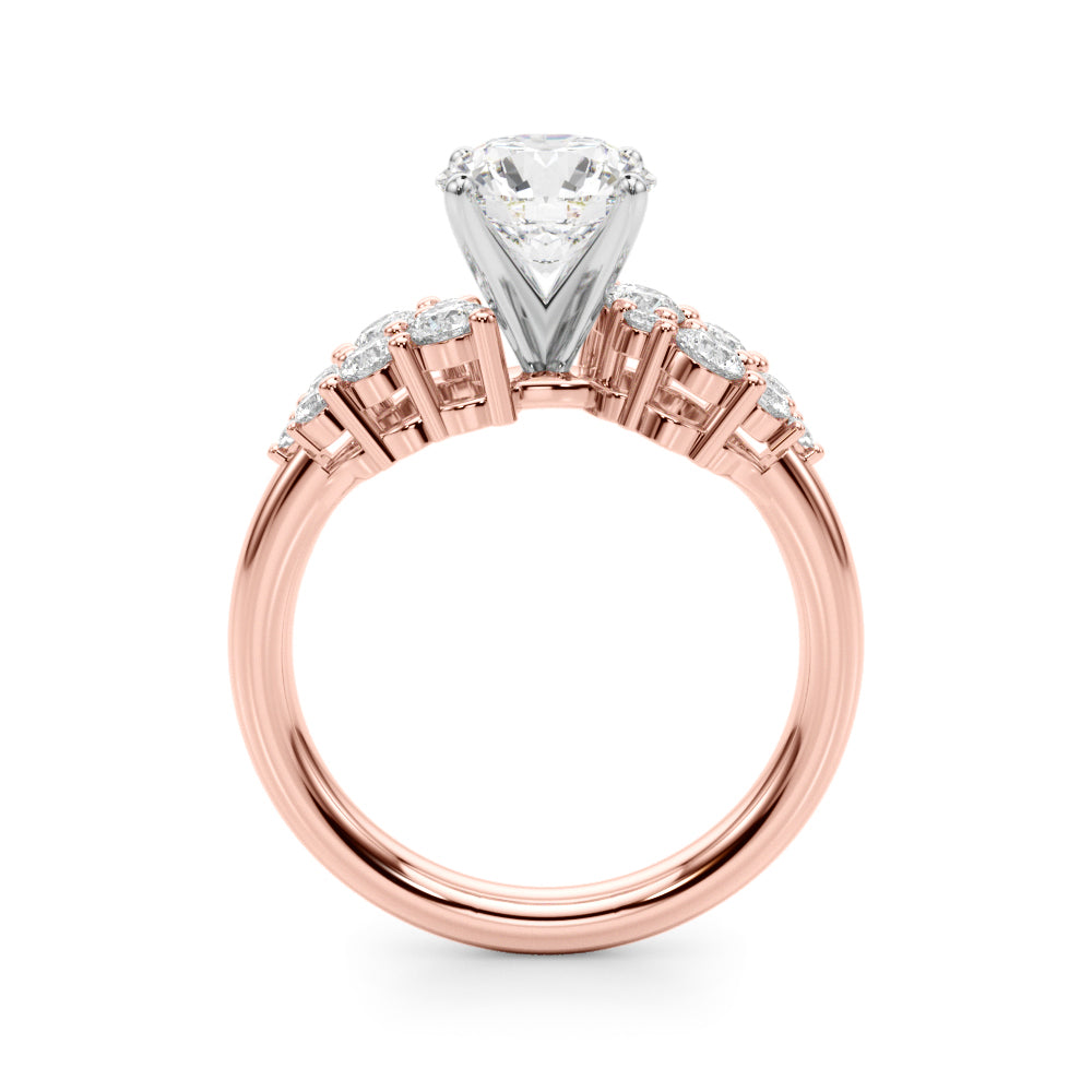 Signature Sidestone Round Diamond Engagement Ring — 9K/18K Gold & Platinum