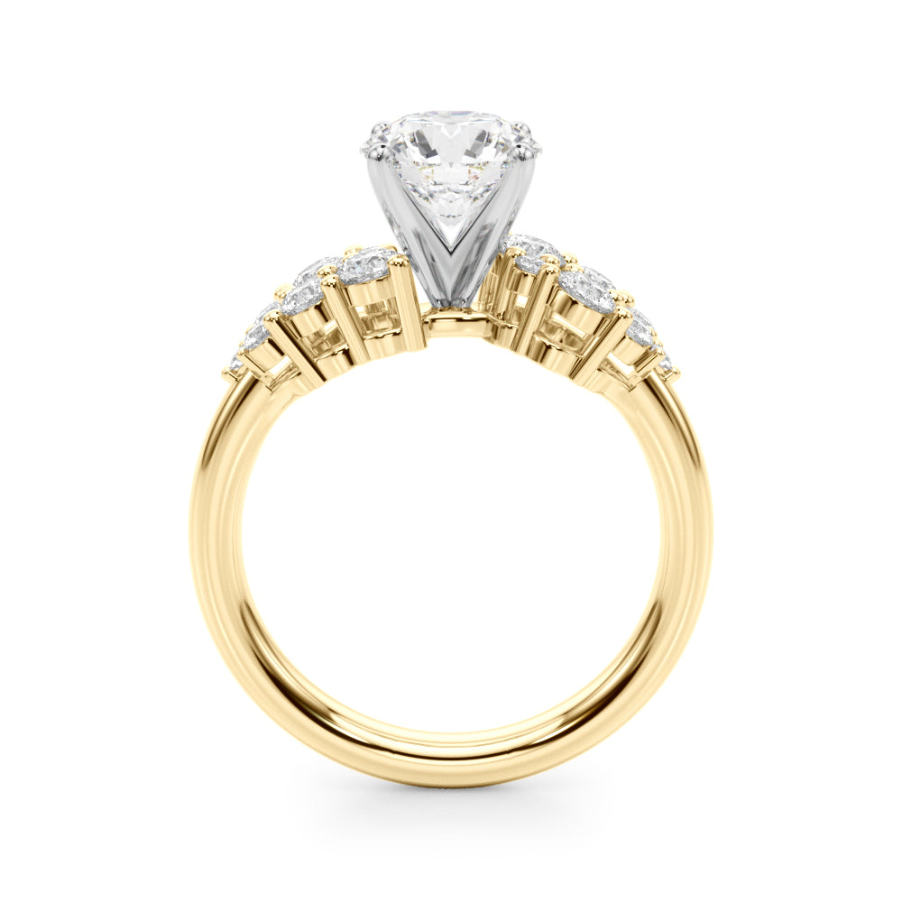 Signature Sidestone Round Diamond Engagement Ring — 9K/18K Gold & Platinum