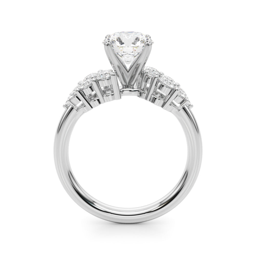 Signature Sidestone Round Diamond Engagement Ring — 9K/18K Gold & Platinum