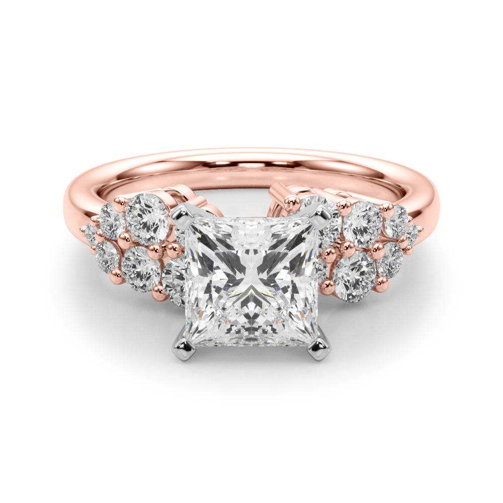 Signature Sidestone Round Diamond Engagement Ring — 9K/18K Gold & Platinum