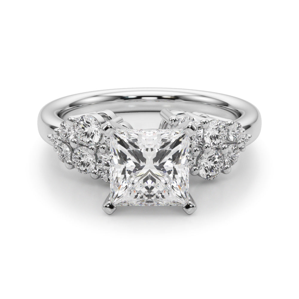 Signature Sidestone Round Diamond Engagement Ring — 9K/18K Gold & Platinum