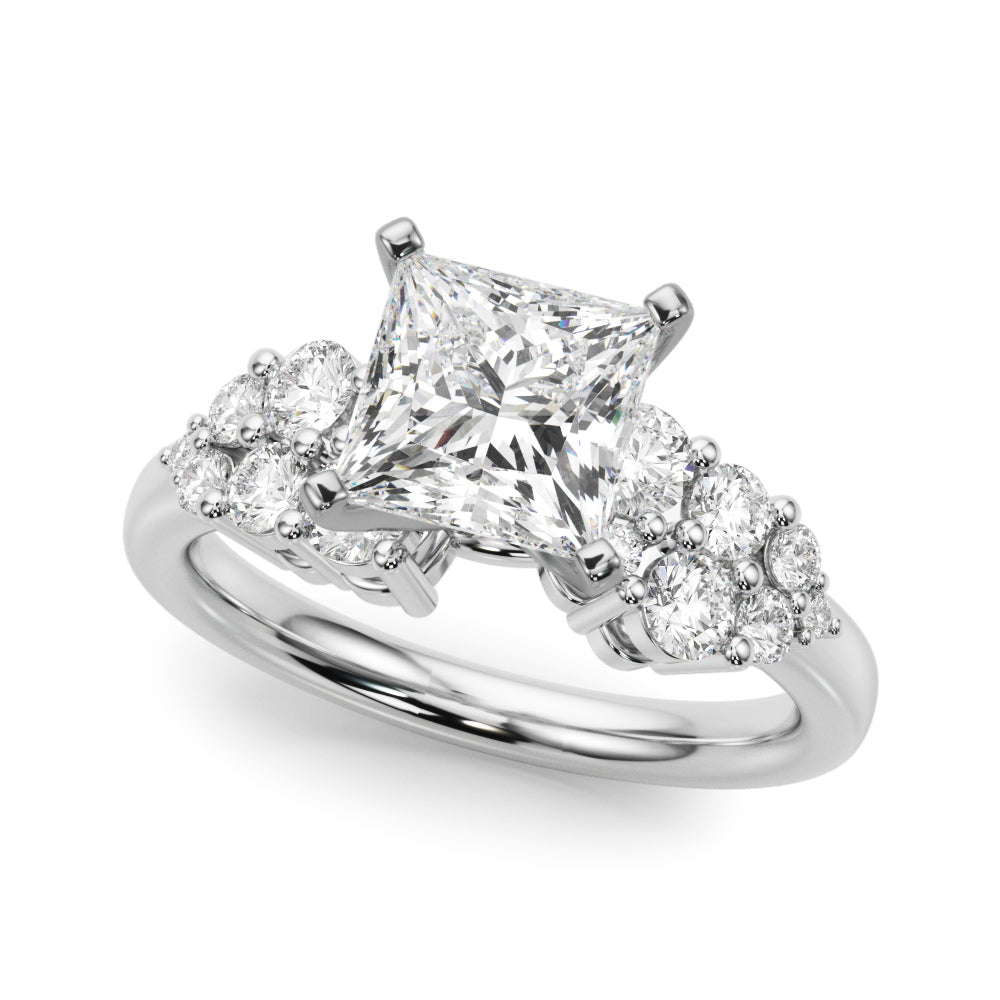 Signature Sidestone Round Diamond Engagement Ring — 9K/18K Gold & Platinum