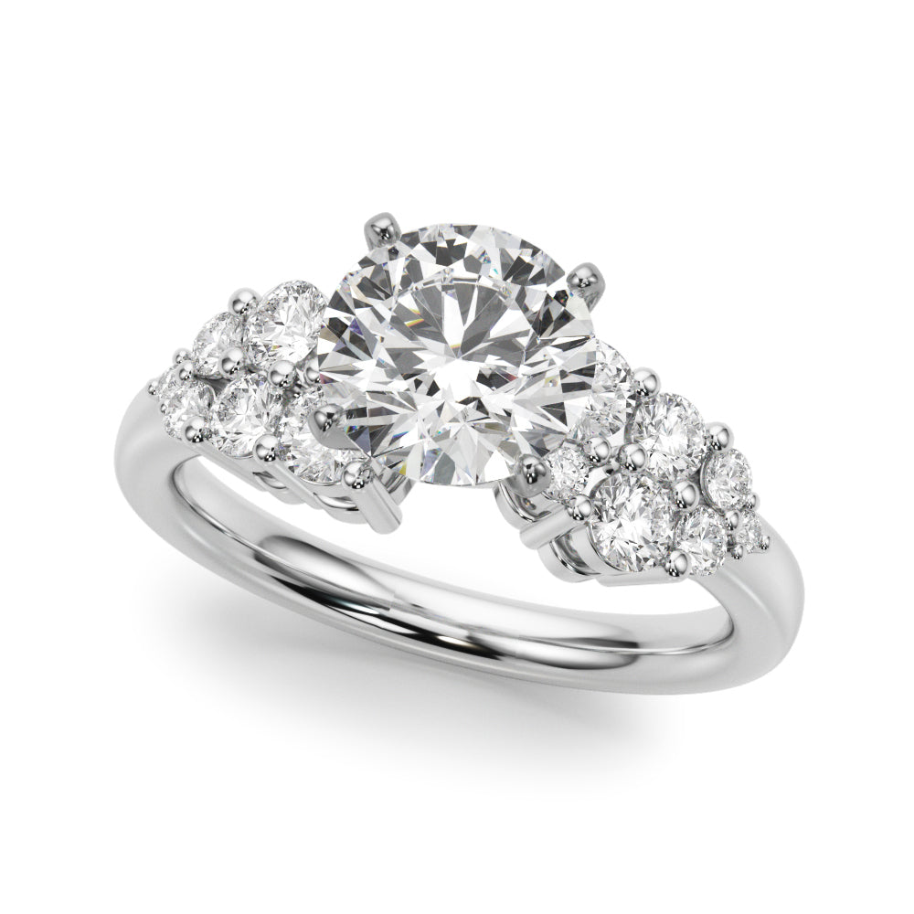 Signature Sidestone Round Diamond Engagement Ring — 9K/18K Gold & Platinum