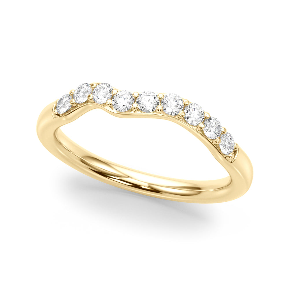 Curved Diamond Half Eternity Ring in Gold & Platinum
