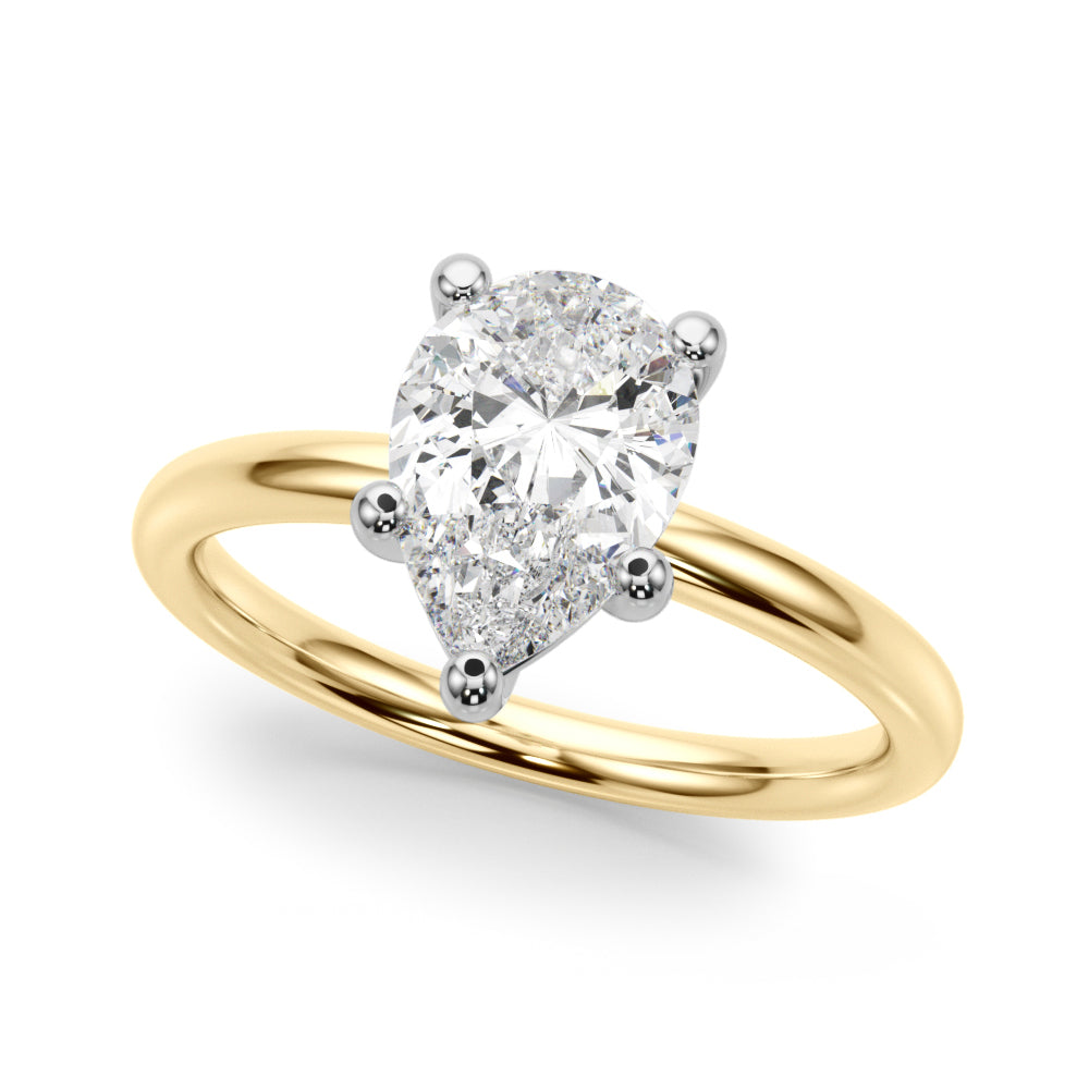 Exquisite Shape Solitaire Pear Diamond Engagement Ring — 9K/18K Gold & Platinum