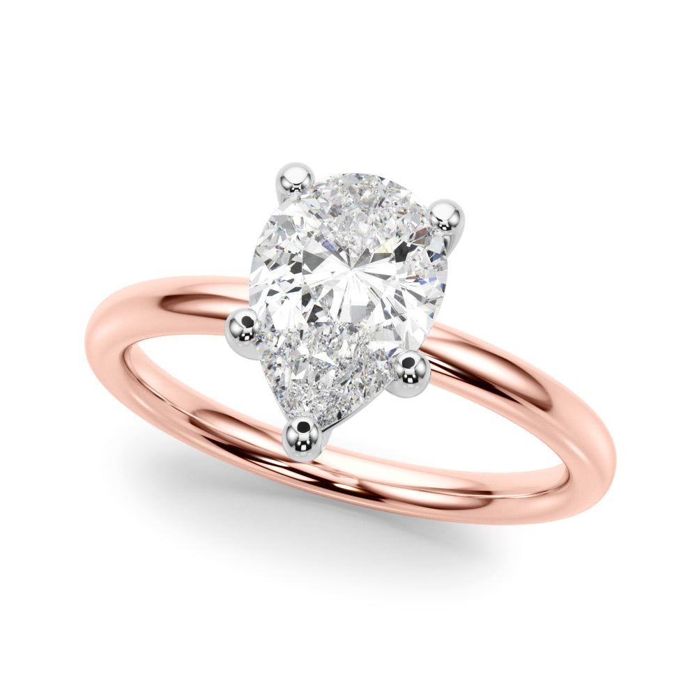 Exquisite Shape Solitaire Pear Diamond Engagement Ring — 9K/18K Gold & Platinum