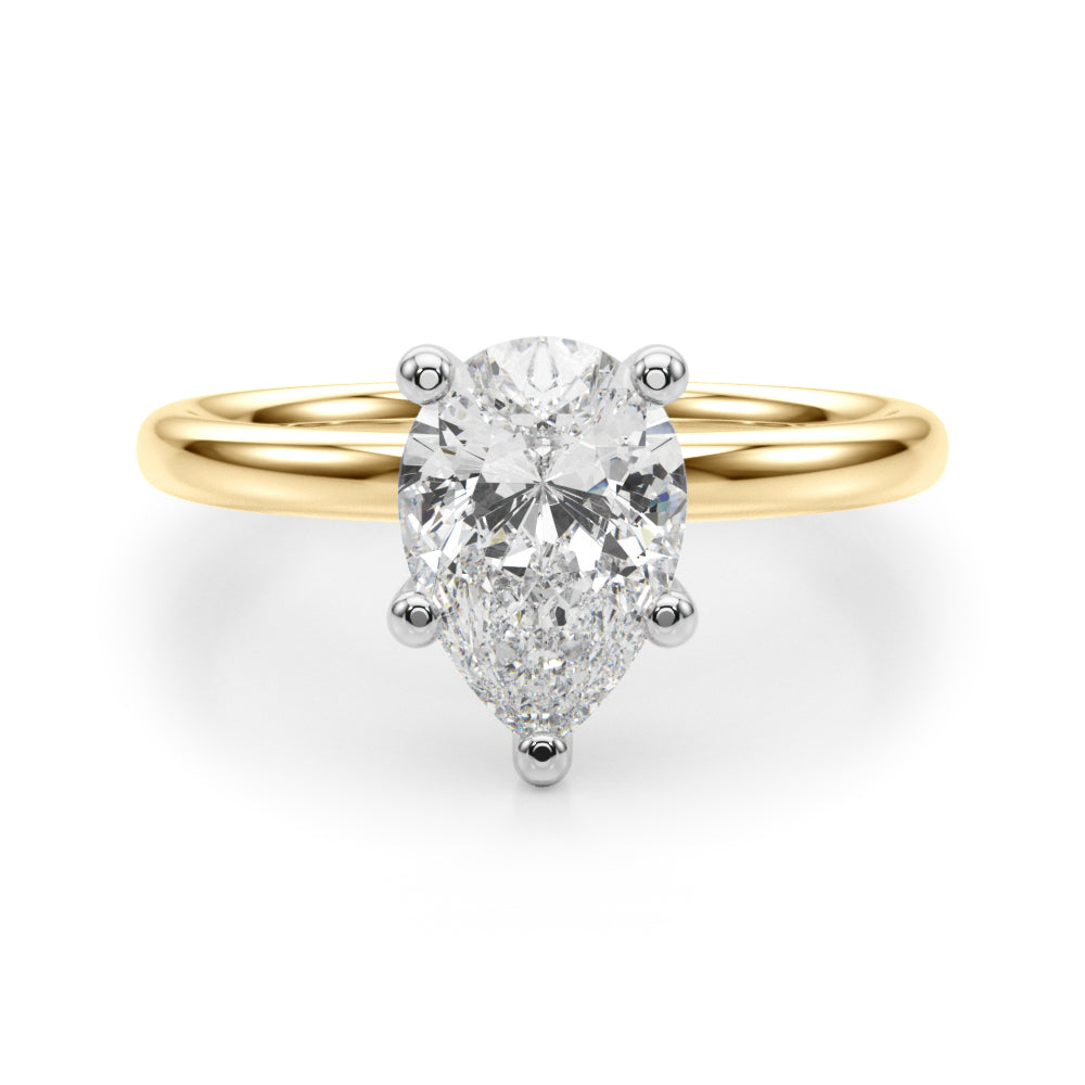 Exquisite Shape Solitaire Pear Diamond Engagement Ring — 9K/18K Gold & Platinum