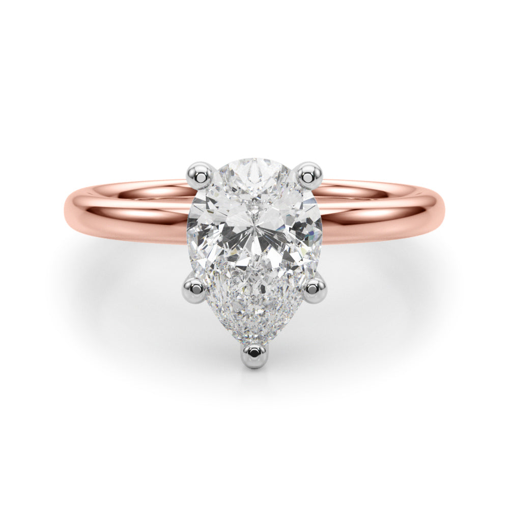 Exquisite Shape Solitaire Pear Diamond Engagement Ring — 9K/18K Gold & Platinum