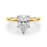 Exquisite Shape Solitaire Pear Diamond Engagement Ring — 9K/18K Gold & Platinum