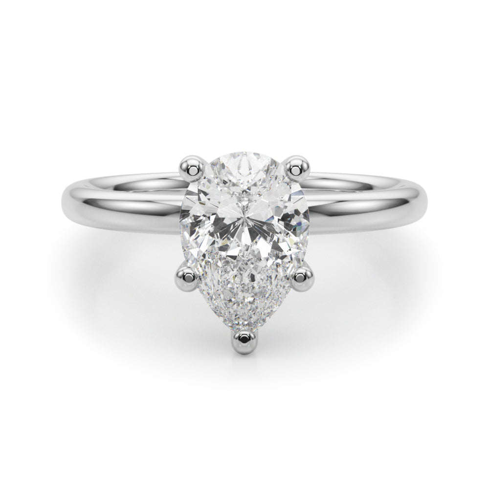 Exquisite Shape Solitaire Pear Diamond Engagement Ring — 9K/18K Gold & Platinum