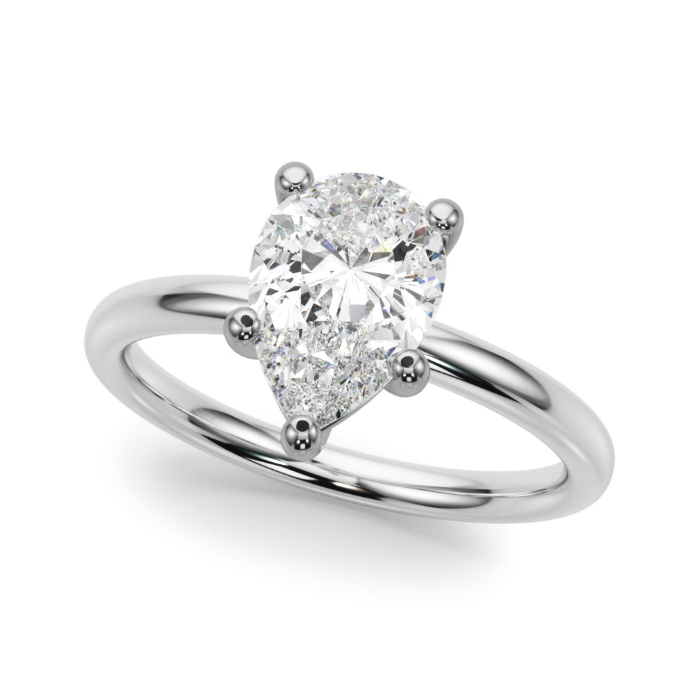 Exquisite Shape Solitaire Pear Diamond Engagement Ring — 9K/18K Gold & Platinum