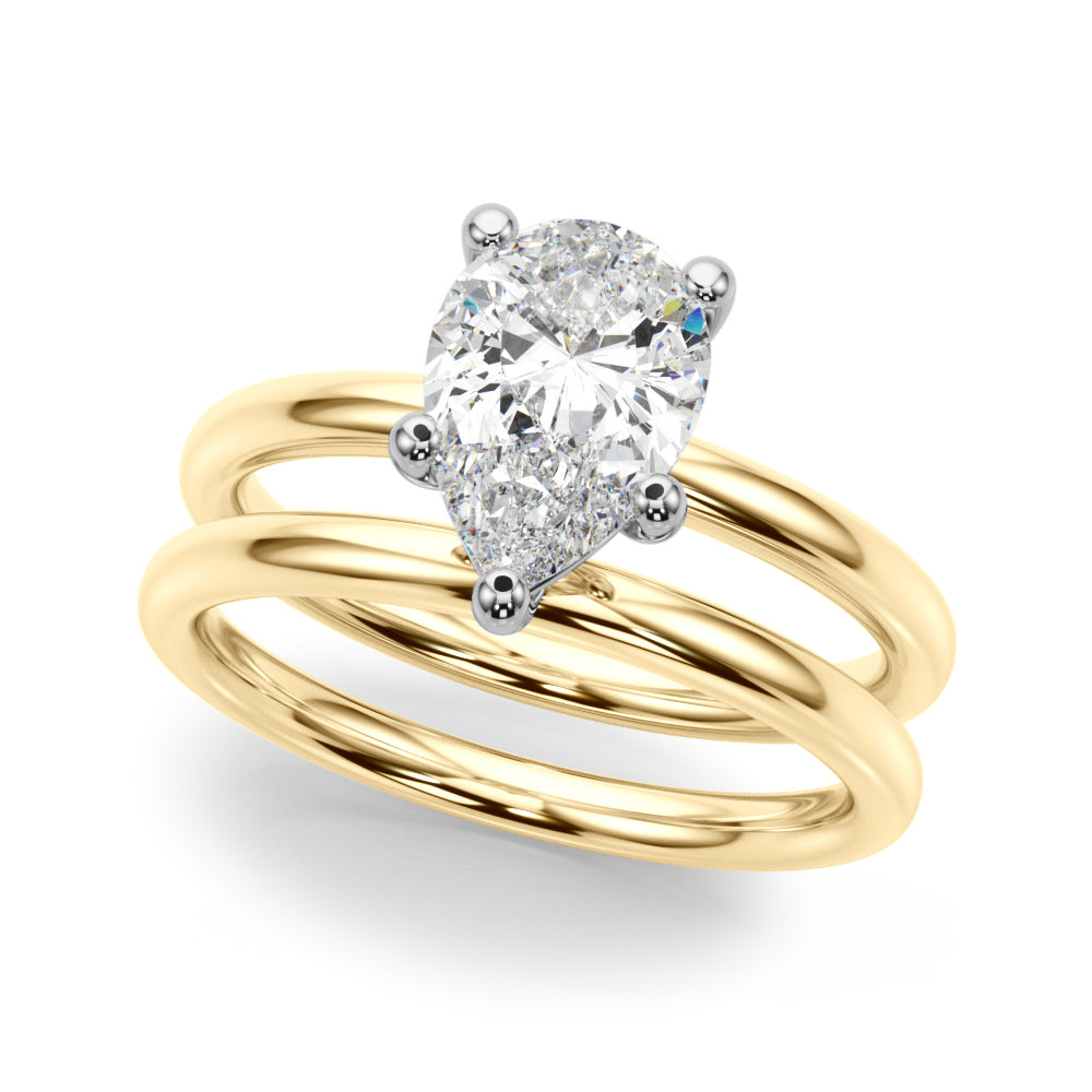 Exquisite Shape Solitaire Pear Diamond Engagement Ring — 9K/18K Gold & Platinum