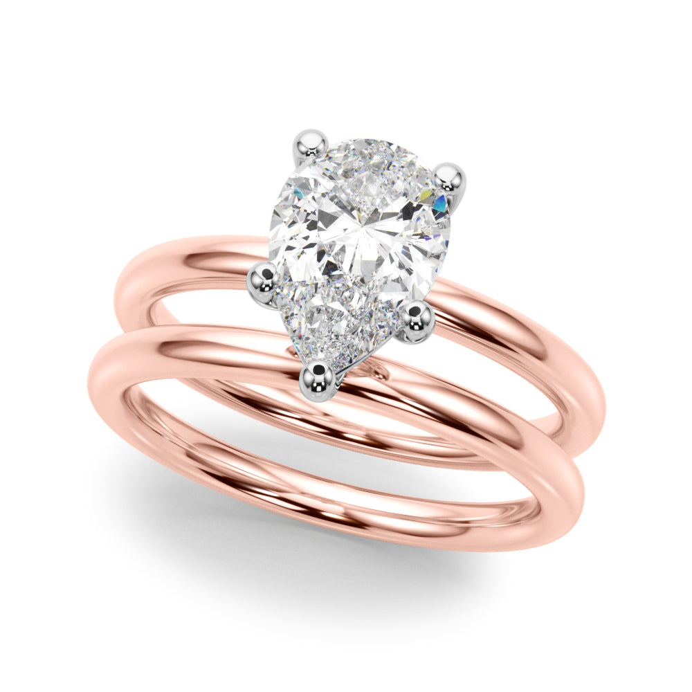 Exquisite Shape Solitaire Pear Diamond Engagement Ring — 9K/18K Gold & Platinum
