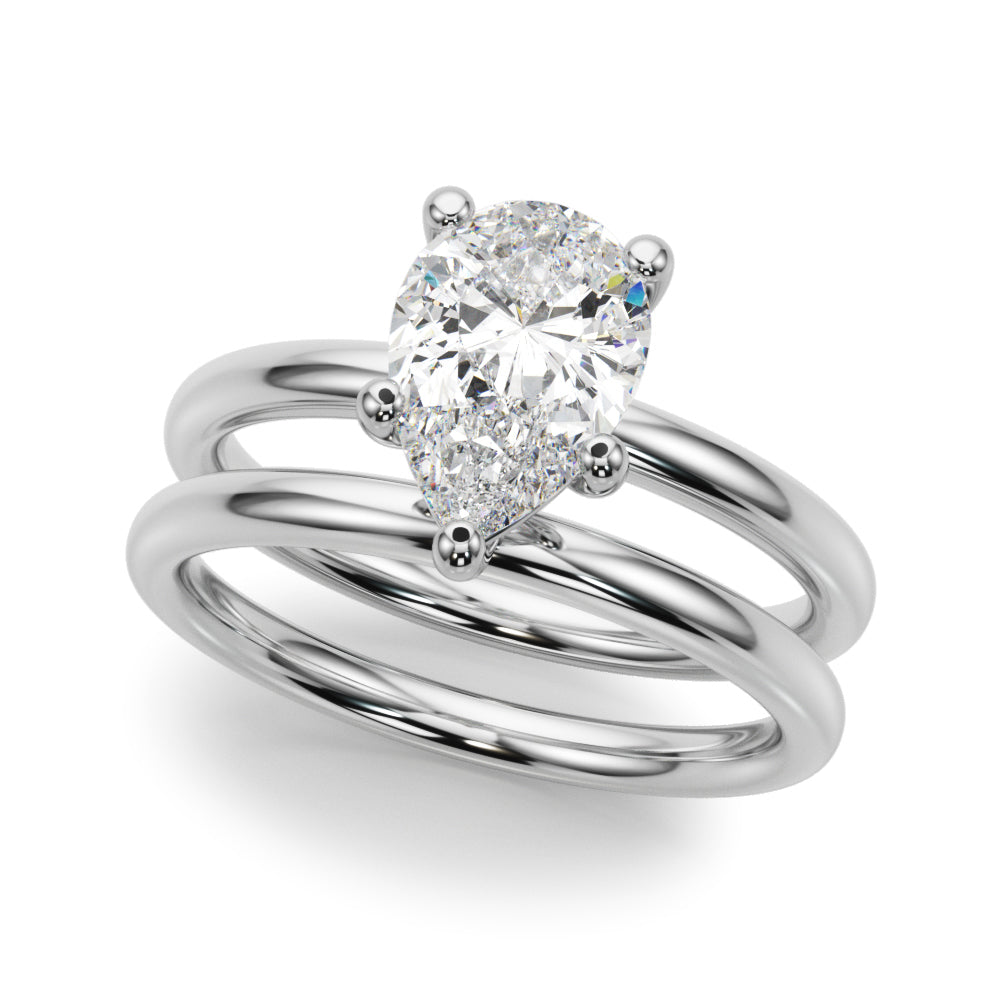 Exquisite Shape Solitaire Pear Diamond Engagement Ring — 9K/18K Gold & Platinum