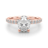 Bespoke Center Single Row Engagement Oval Diamond Engagement Ring — 9K/18K Gold & Platinum