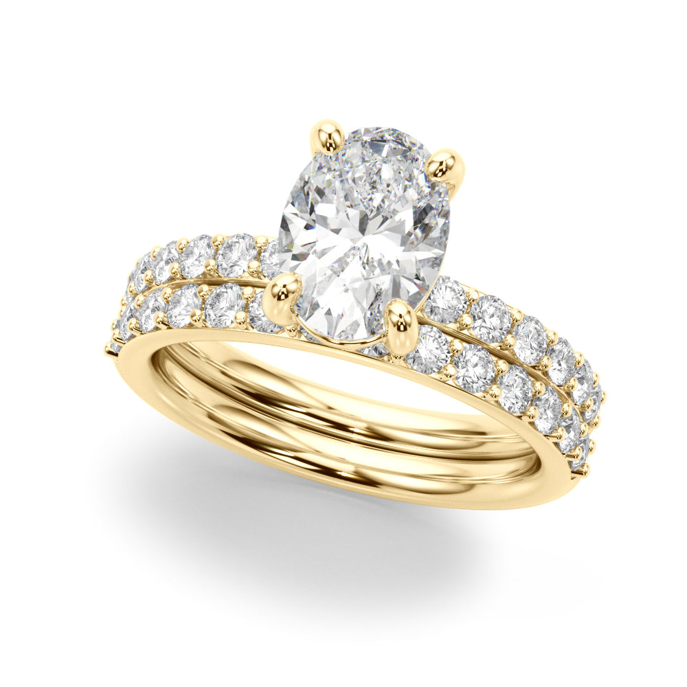 Bespoke Center Single Row Engagement Oval Diamond Engagement Ring — 9K/18K Gold & Platinum