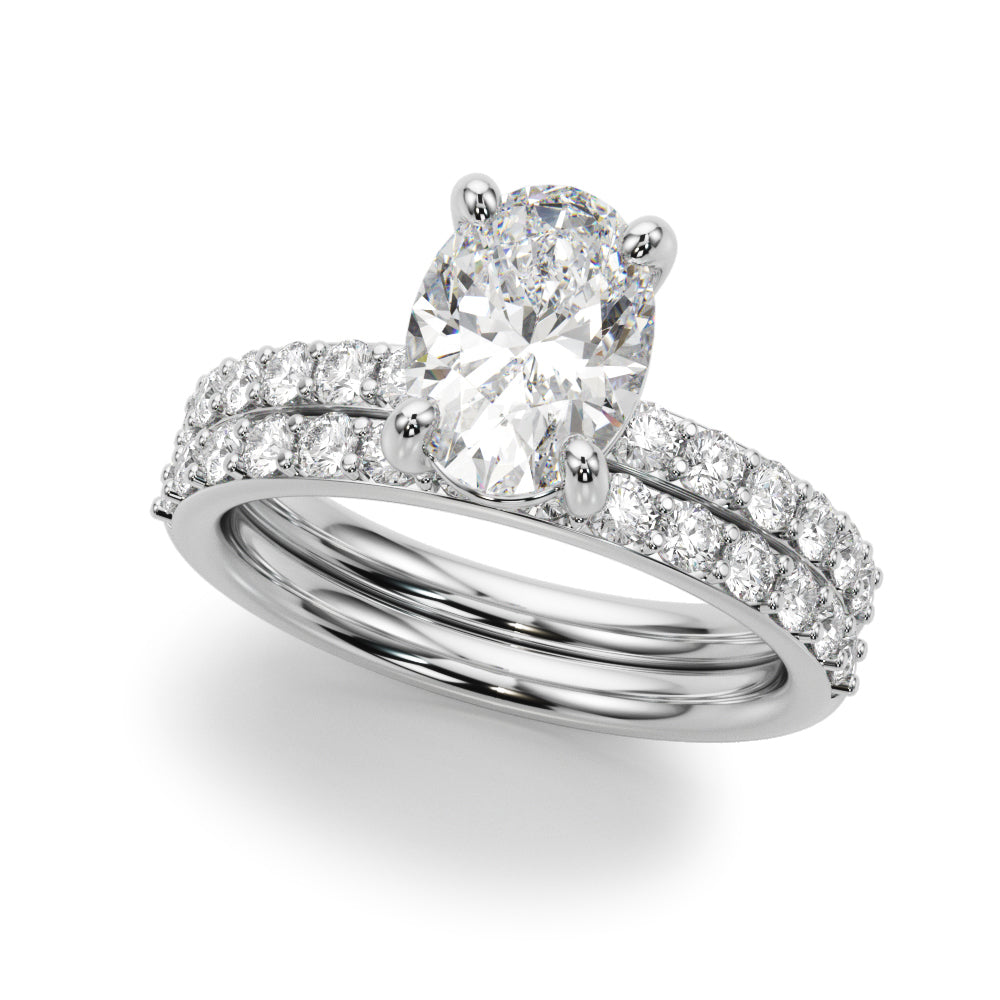 Bespoke Center Single Row Engagement Oval Diamond Engagement Ring — 9K/18K Gold & Platinum