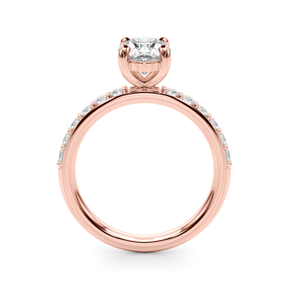 Bespoke Center Single Row Engagement Oval Diamond Engagement Ring — 9K/18K Gold & Platinum