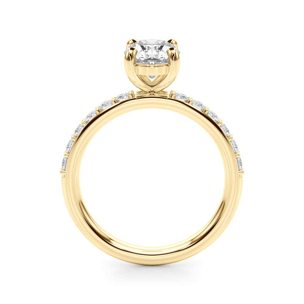 Bespoke Center Single Row Engagement Oval Diamond Engagement Ring — 9K/18K Gold & Platinum