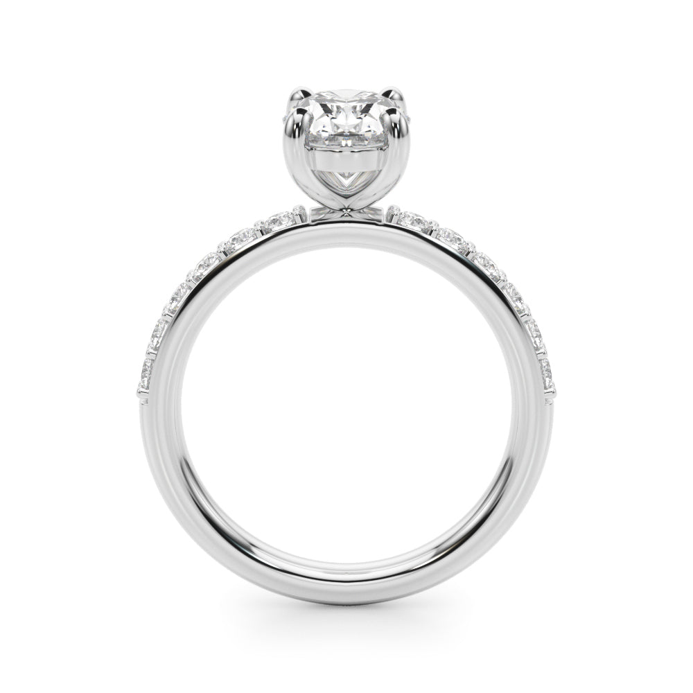 Bespoke Center Single Row Engagement Oval Diamond Engagement Ring — 9K/18K Gold & Platinum