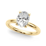 Exquisite Solitaire Oval Diamond Engagement Ring — 9K/18K Gold & Platinum