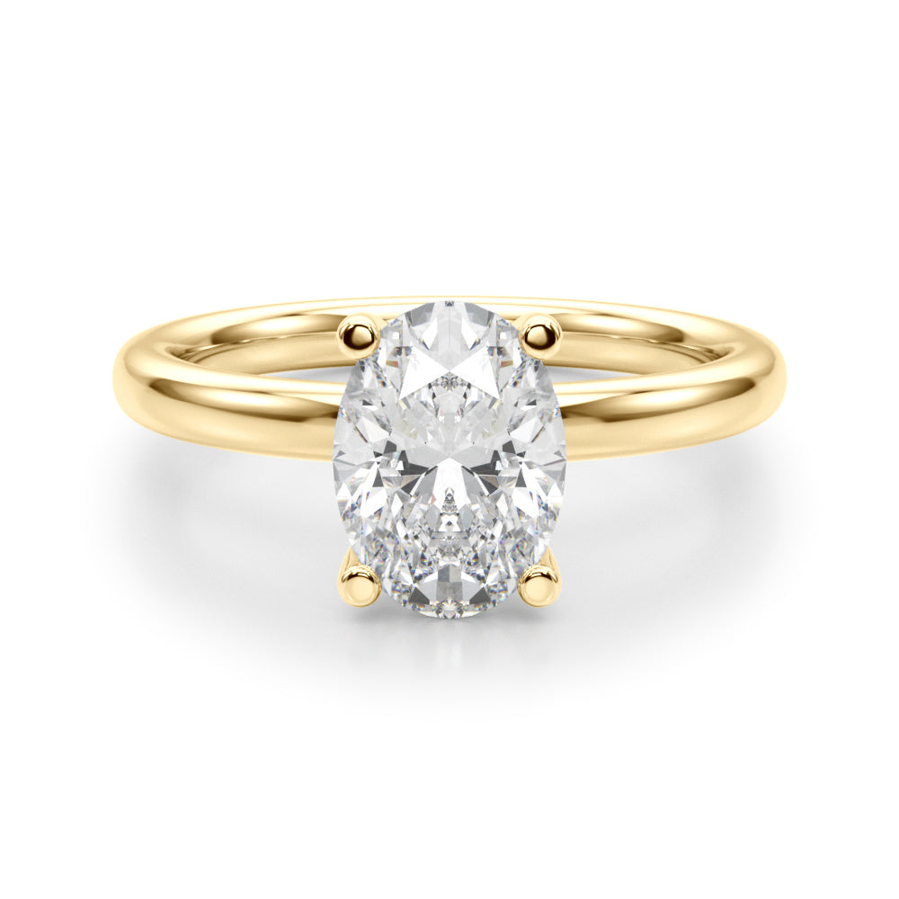 Exquisite Solitaire Oval Diamond Engagement Ring — 9K/18K Gold & Platinum