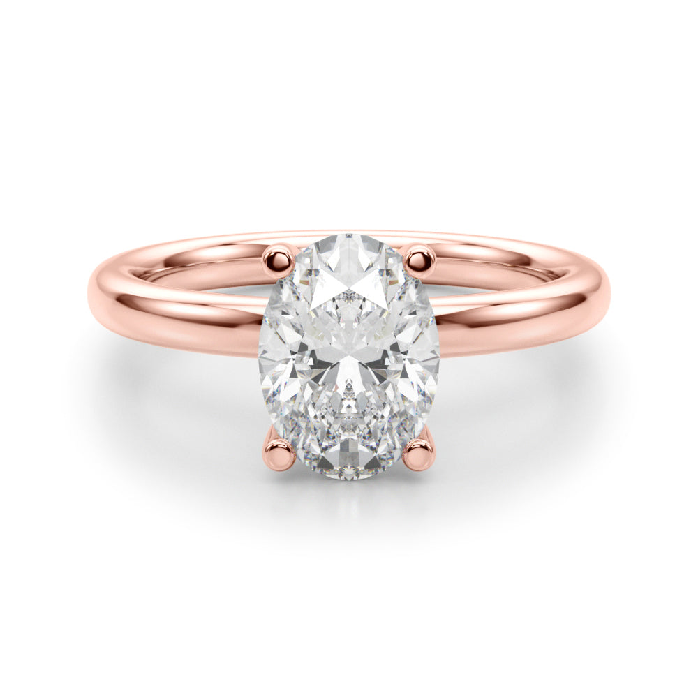 Exquisite Solitaire Oval Diamond Engagement Ring — 9K/18K Gold & Platinum
