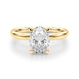 Exquisite Solitaire Oval Diamond Engagement Ring — 9K/18K Gold & Platinum