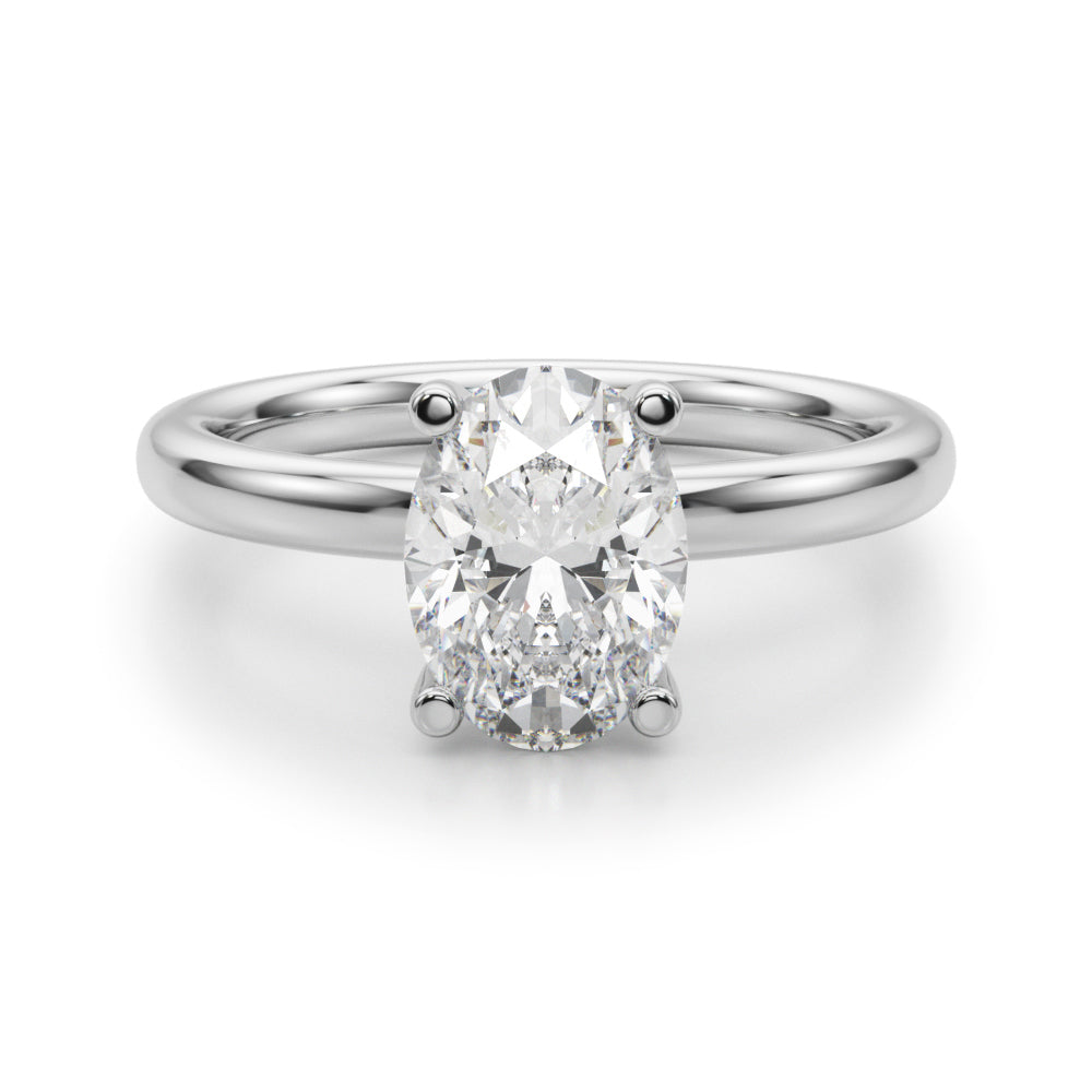 Exquisite Solitaire Oval Diamond Engagement Ring — 9K/18K Gold & Platinum