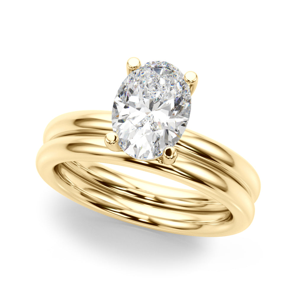 Exquisite Solitaire Oval Diamond Engagement Ring — 9K/18K Gold & Platinum