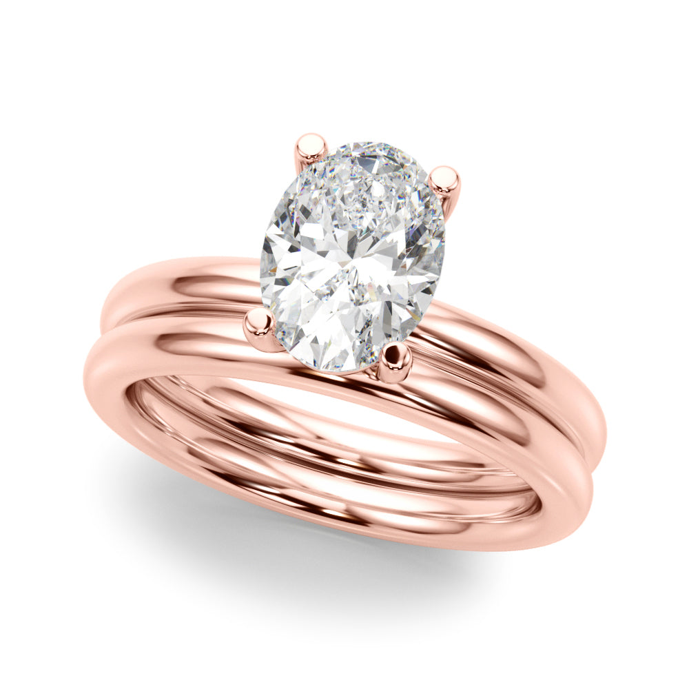Exquisite Solitaire Oval Diamond Engagement Ring — 9K/18K Gold & Platinum