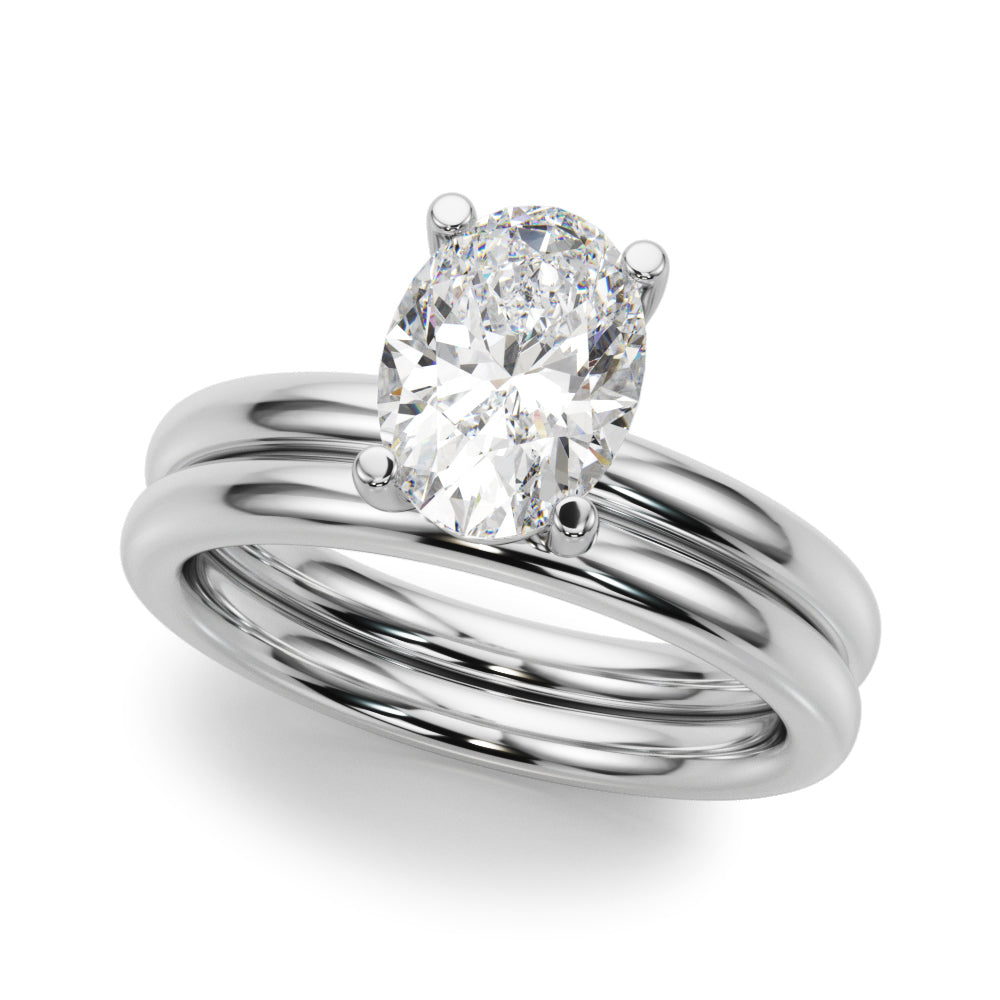 Exquisite Solitaire Oval Diamond Engagement Ring — 9K/18K Gold & Platinum
