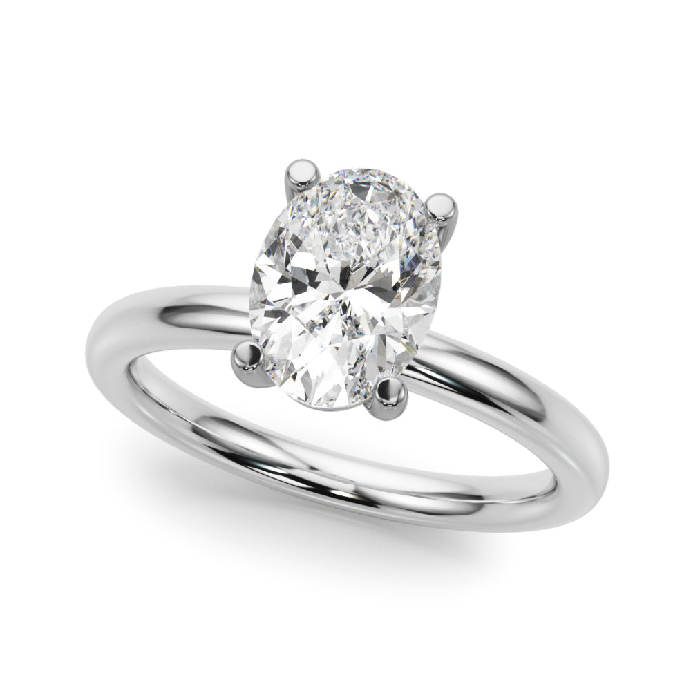 Exquisite Solitaire Oval Diamond Engagement Ring — 9K/18K Gold & Platinum